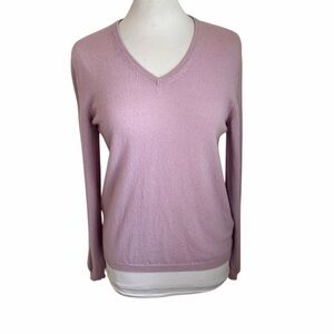 Isle Women's 100% Cashmere V-Neck Sweater Medium Lilac / Lavender